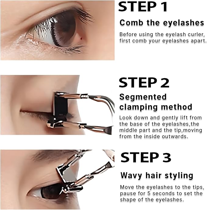 Eyelash Curler,Lash Curler for Short Lashes,Comfort Grip， Just Dramatically Curled Eyelashes for a Lash Lift in Seconds (Silver)