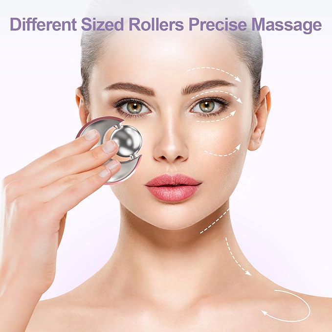 Vcycal Facial Roller for Puffy Eyes, Ice Globes for Face 360° Rotating Eye Cream Applicator Tool Ice Roller for Face and Eyes, Durable Cold Facial Globes for Skin Care Pink