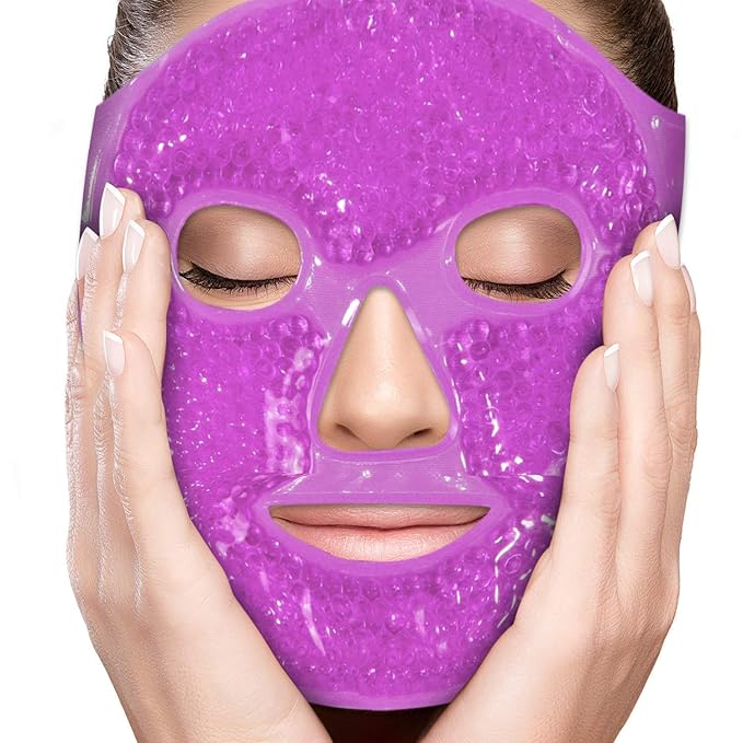 Eye Mask Get Rid of Puffy Eyes Migraine Relief, Sleeping, Travel Therapeutic Hot Cold Compress Pack with Cover Gel Beads, Spa Therapy Wrap for Sinus (Purple#)