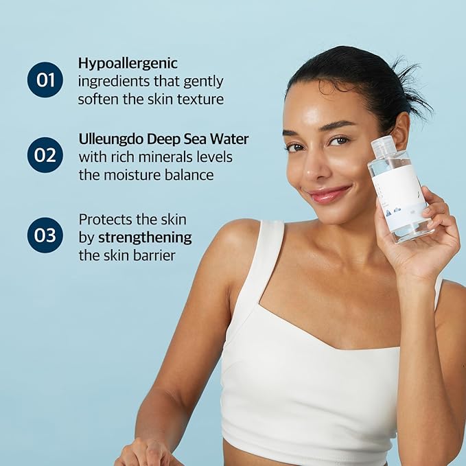 ROUND LAB Dokdo Toner (Unscented) | Exfoliating Dead Skin Cells Without Irritation, Hydrating, Watery Type Toner (3.38fl.oz)
