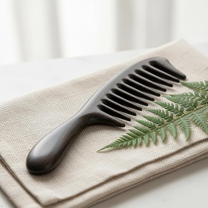 Louise Maelys Black Sandalwood Wide Tooth Comb For Curly Hair