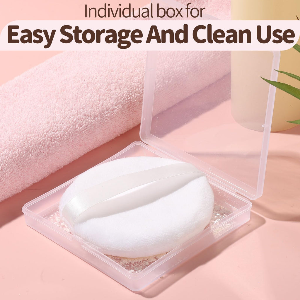 Teenitor 2pcs Powder Puff 3.54inch Medium Body Powder Puff for Body Powder and Container White