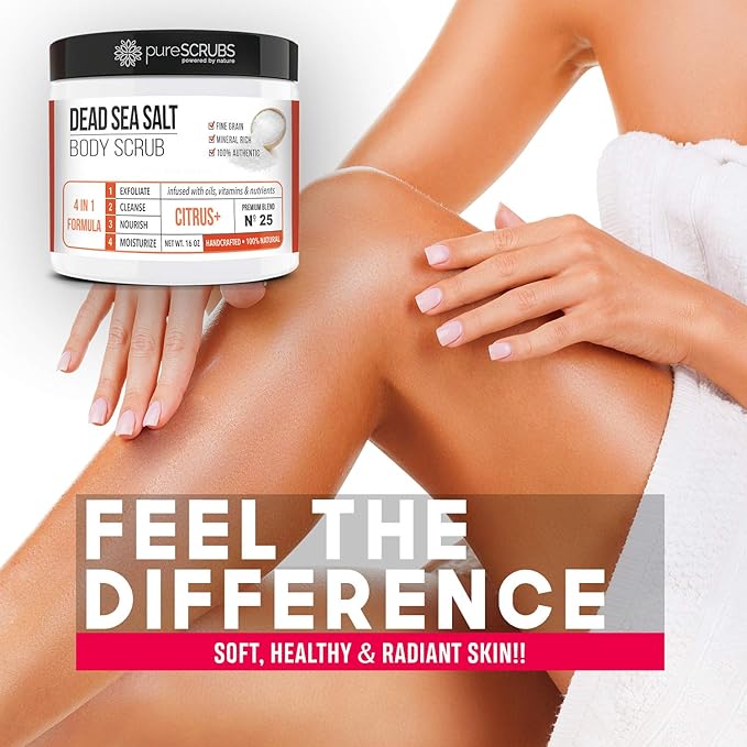 pureSCRUBS Premium Citrus Body Scrub Set, Exfoliating Dead Sea Salt Scrub