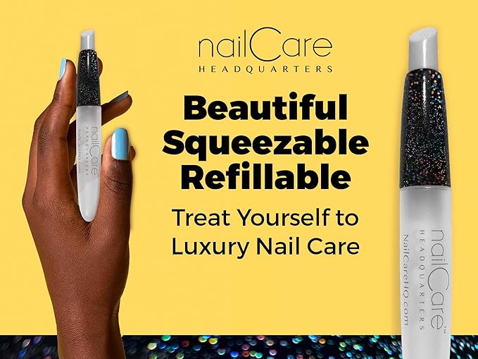 Nail Care Headquarters Refillable Holographic Cuticle Oil Pen for Nails - Empty Holo Squeeze Nail Oil Pen with brush by Bliss Kiss | 1 Pen