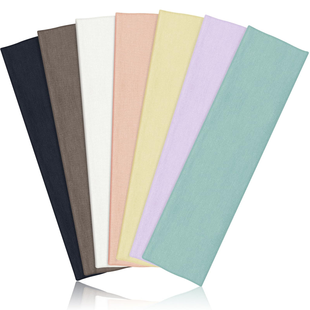 DiyJibb Headbands for Women, Stretchy Non Slip Soft Cotton Cloth Hair Bands for Sports, Workout, Yoga and Running, 7pcs