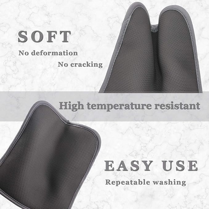 YEKOO 2Pcs Cotton and Neoprene Oven Pads Pot Holders with Pocket 8"x8.5" Dual-Function Hot Pad Set for Finger Hand Wrist Protection Heat Resistant to 428°F,Gray