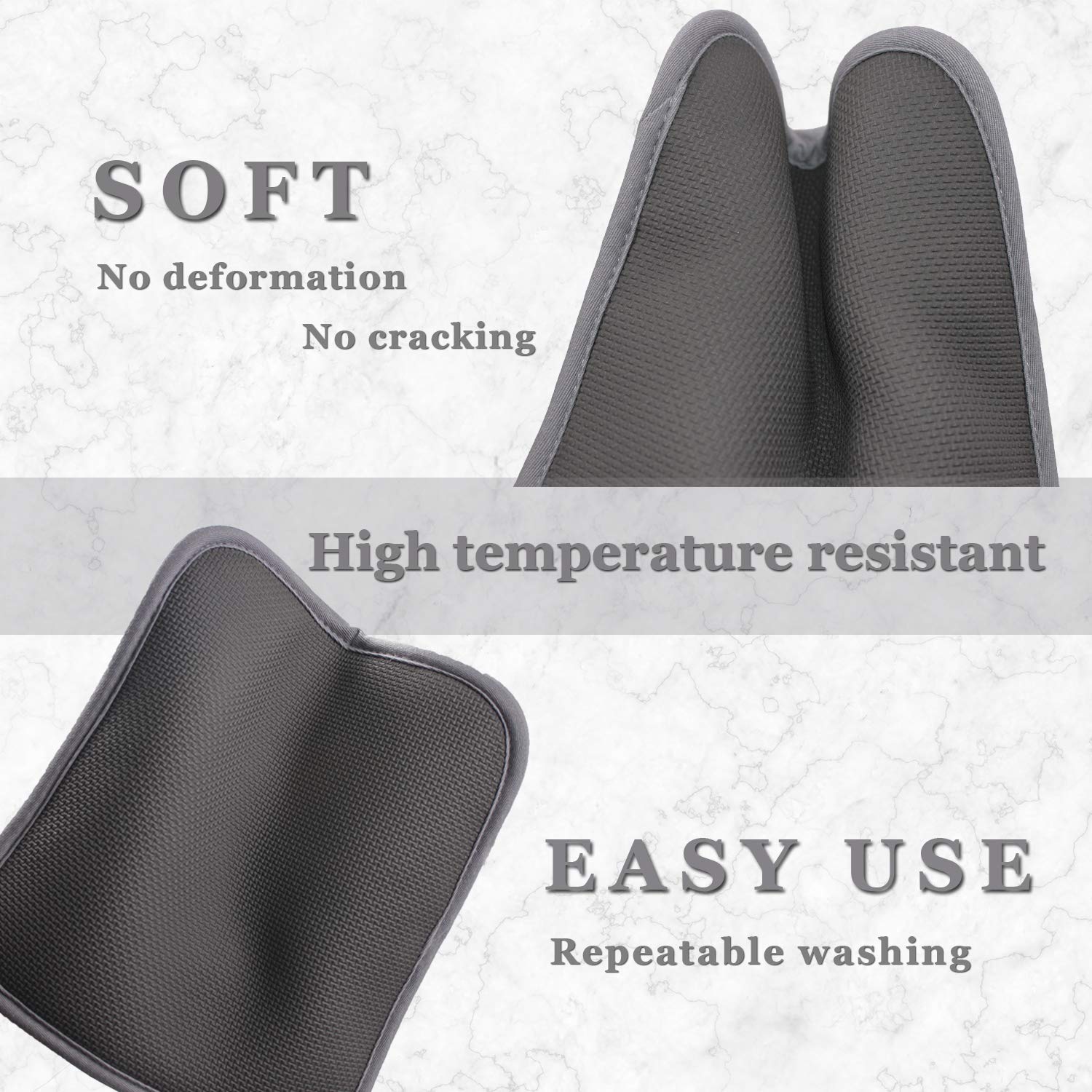 YEKOO 2Pcs Cotton and Neoprene Oven Pads Pot Holders with Pocket 8"x8.5" Dual-Function Hot Pad Set for Finger Hand Wrist Protection Heat Resistant to 428°F,Gray
