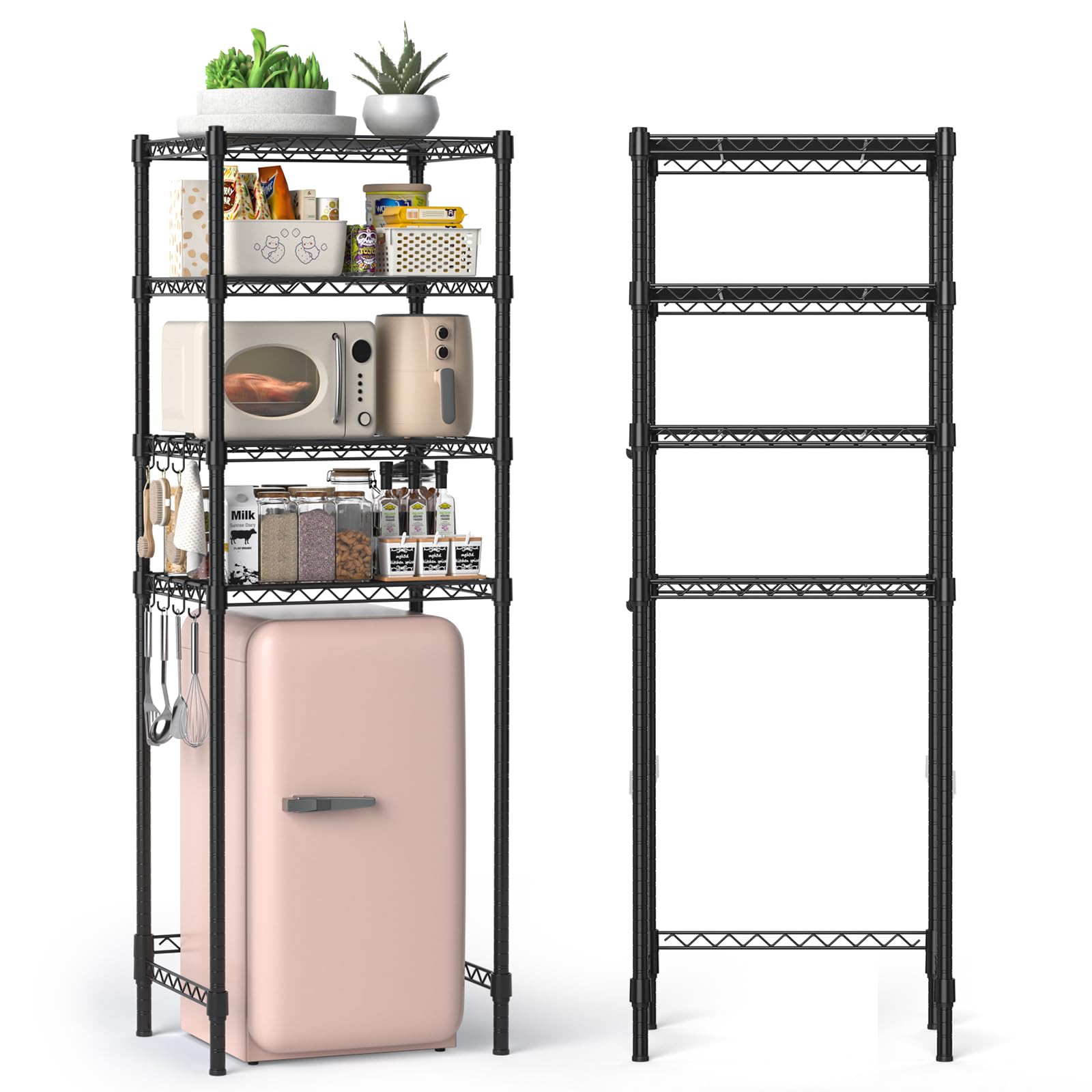 Hodonas Adjustable Mini Fridge Shelf, Black, 26.58" W x 20.28" D x 78.35" H