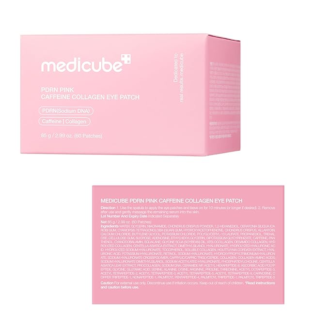 medicube Eye Patch PDRN Caffeine Collagen | Gel Eye Patches for the appearance of Dark Circles, Undereye Bags | Firming, Age-Defying Care with Retinol, Collagen | Korean Skincare | 30 Pairs