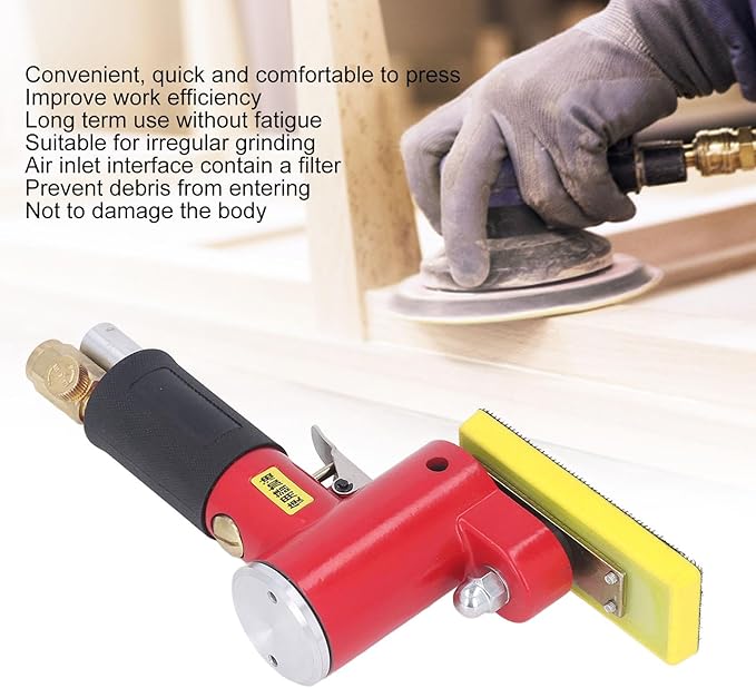 Jadeshay Mini Orbital Sander, High Power Air Sander with Air Filter Random Orbital Pneumatic Sander Polisher for Auto Body Work Furniture Wood Metal Surface