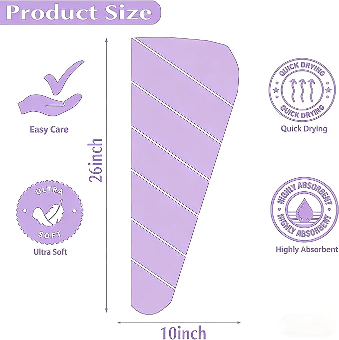 3 Pack Microfiber Hair Towel Wrap for Women, Fast Drying Hair Turban with Button, Anti-Frizz Large Hair Towel for All Hair Styles, Soft & Absorbent Hair Drying Towel