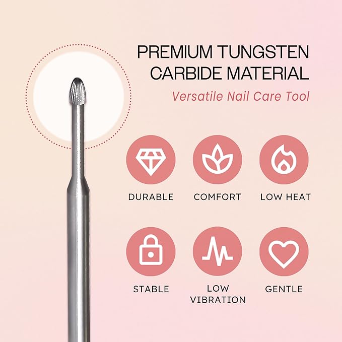PANA 3/32" Carbide Cuticle Nail Drill Bit for Cuticle Cleaning, Dead Skin Removal, Gel Polish & Acrylic Removal, Under Nail Cleaner, Nail Salon, Manicure Tools (Snake Head - Silver, Coarse)