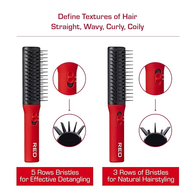 RED by Kiss Detangling Hair Brush for Adults & Kids, Hair Straightening Detangler for Curly, Natural, Straight, Afro, Wet or Dry Hair, Glides Through Tangles with Ease (Shift&Detangle Hairbrush)