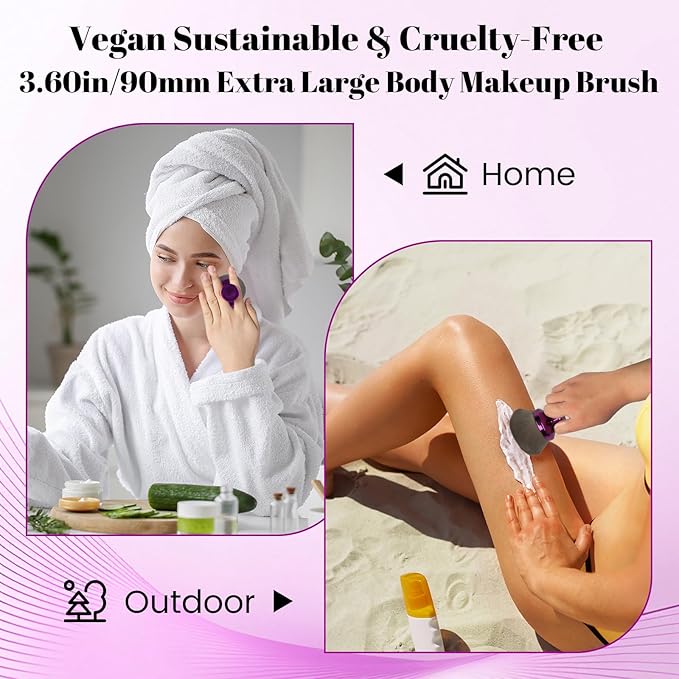 Extra Large Body Makeup Self Tanner Brush 3.6in Round Vegan Kabuki Brush