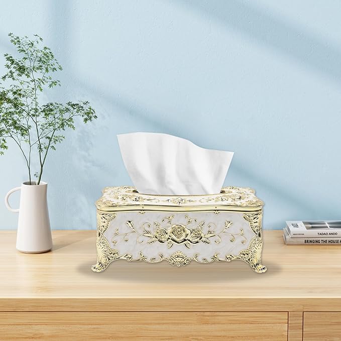 Geesatis Tissue Box Cover, Rectangle Tissue Box Holder,9" L x 5" W x 3.7" H