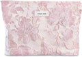 STARDW Aesthetic Floral Makeup Bag Cute Small Cosmetic Bags for Women Girls, Travel Toiletry Bag Large Capacity Zipper Makeup Pouch, Purse Organizer Pouches