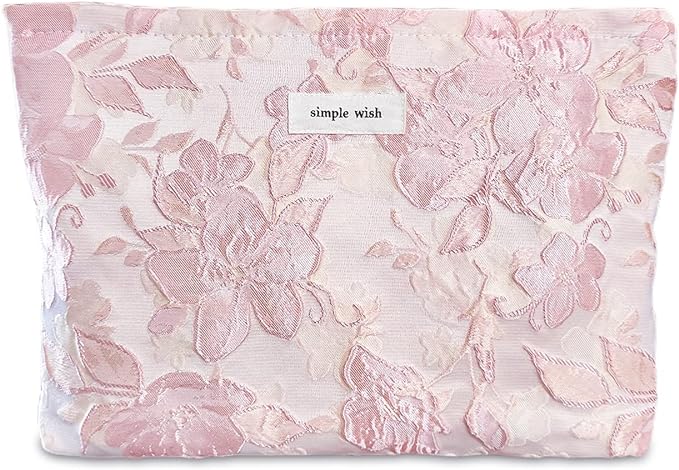 STARDW Aesthetic Floral Makeup Bag Cute Small Cosmetic Bags for Women Girls, Travel Toiletry Bag Large Capacity Zipper Makeup Pouch, Purse Organizer Pouches