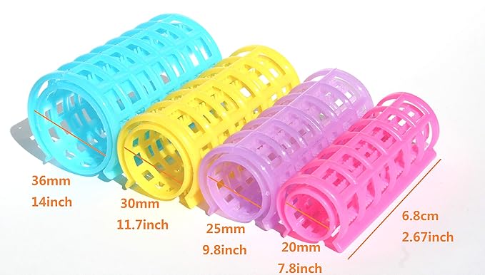 Kamay's X-Large Hair Rollers Comb Curlers Clips Styling Rollers Hair Curls Wave Style Hairdressing Curlers Tools (Plastic Styling 30mm 1 1/8"' 8PCS Random Clolor)