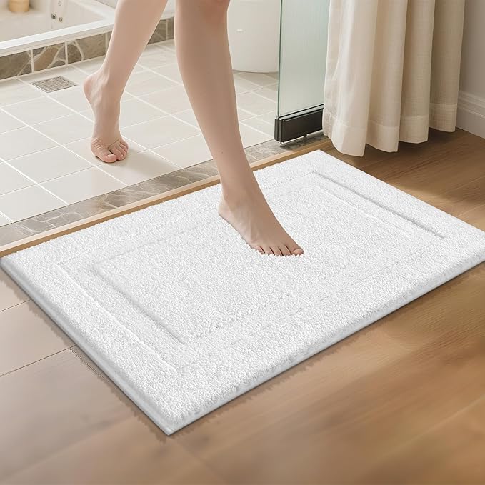 SHACOS White Bathroom Rugs Sets 3 Piece Bath Mat U Shaped Toilet Rug