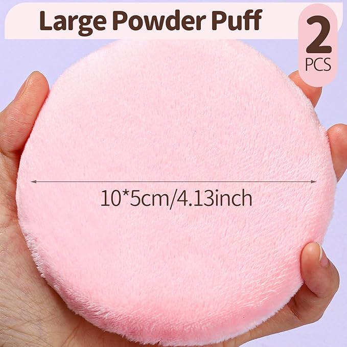 Teenitor 2Pcs Pink Powder Puff, 4.13Inch Body Powder Puff, for Body Powder Pink