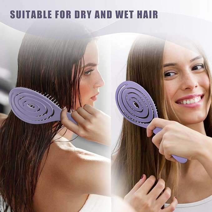 SHINLEA Detangle Hair Brush, Detangling Wet & Dry Spiral Hairbrush for Women, Men, Kids, Vented Detangler for Blow Drying, Glide Through Tangles For All Hair Types (Purple)