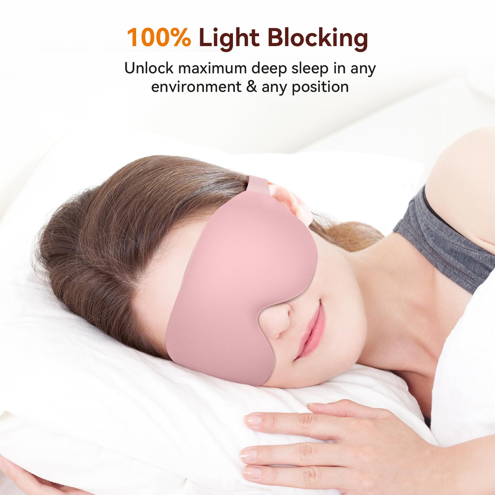 Sleep Mask, EVA BELLE Eye Mask for Men Women, Zero Pressure 3D Sleeping Mask, Cool Super Smooth Light Blocking Soft Eye Shade Cover Memory Foam, Lightweight for Home Travel Use