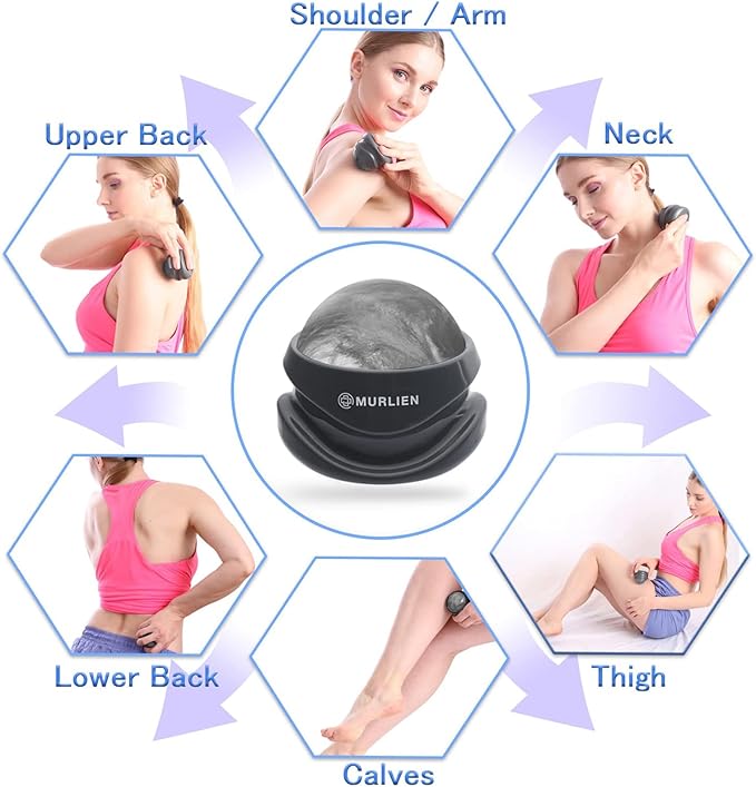 MURLIEN Massage Roller Ball, Tight and Sore Muscles Relief, Manual Massager, Alleviating Shoulder, Arms, Back, Legs, Calves or Muscle Tension - Gray