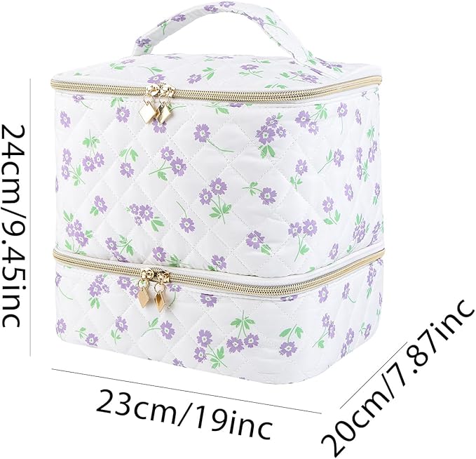 hibear Nail Supplies Organizer Nail Polish Storage Holds 30 BottlesNail Polish Storage Holds 30 Bottles Nail Kit Case Makeup Bag Vanity Case for Women (floral blue)