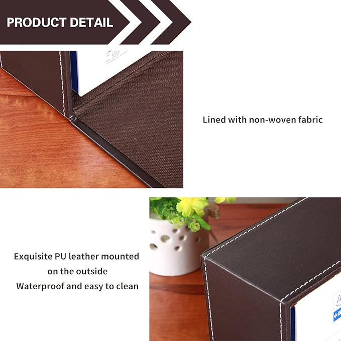 PU Leather Rectangular Tissue Box Cover - Multifunctional Tissue Box Holder with Stationery Remote Control Box, Decorative Tissue Pen Remote Organizer for Home/Office/Restaurant (Brown)