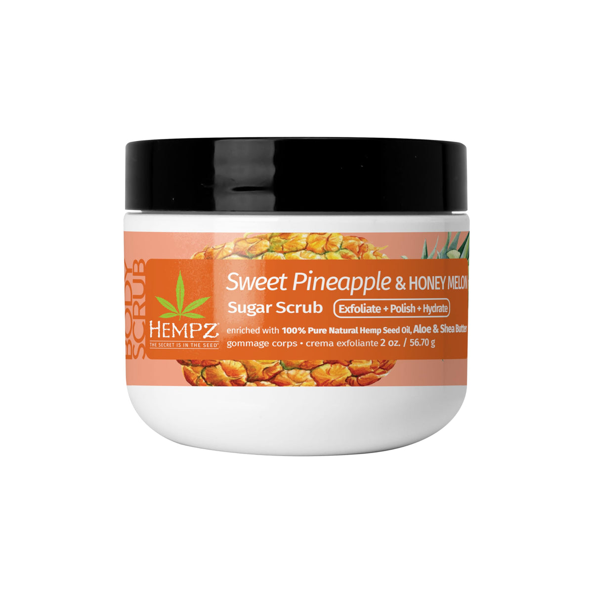 Hempz New Mini Body Scrub, Sweet Pineapple & Honey Melon, Sugar, 2 oz.