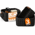 Panovox Small Wicker Baskets, 3 PCS Paper Rope Baskets for Shelves, Black