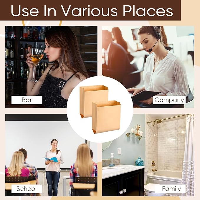 Paterr 300 Pcs Feminine Hygiene Bag Waxed Kraft Hygiene Liner Bags for Feminine Products 8'' x 8.5" Sanitary Napkin Disposal Bags Waste Receptacle Liners Restroom Bathroom Personal Dispensers