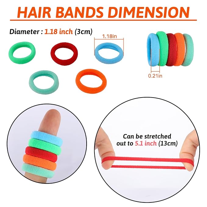QRTVI 120 Pcs Baby Hair Ties, Cotton Toddler Hair Ties for Girls and Kids, Multicolor Small Seamless Hair Bands Elastic Ponytail Holders(Colorful)
