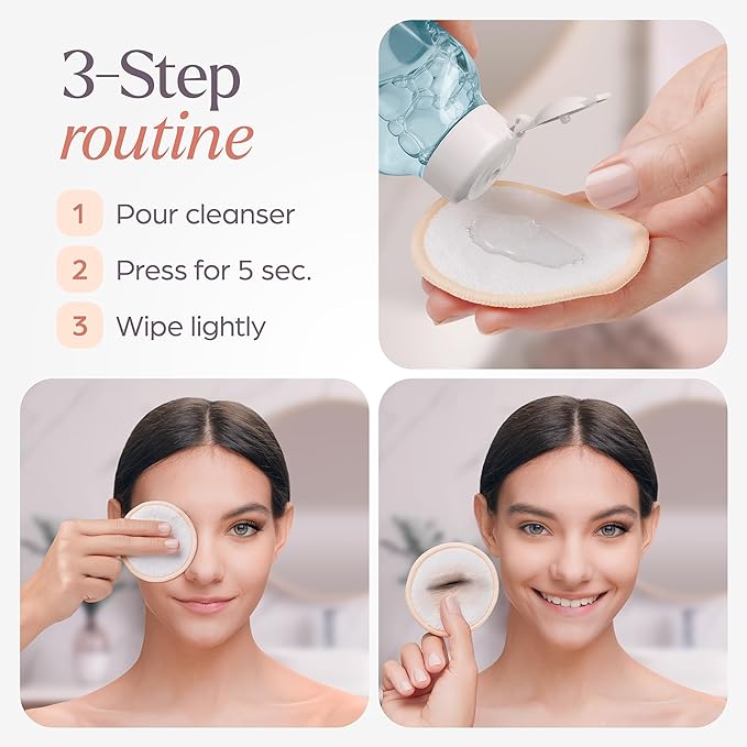 VIVAGO Reusable Cotton Rounds for Face - (20 Pack) Soft Reusable Makeup Remover Pads with Washable Drawstring Laundry Bag & Bamboo Holder - All Skin Type Skincare Set Facial Cleaning Cloth