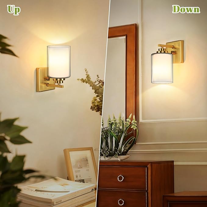 VerRon Wall Sconces Set of 2 with Double Clear Glass Shade for Bathroom