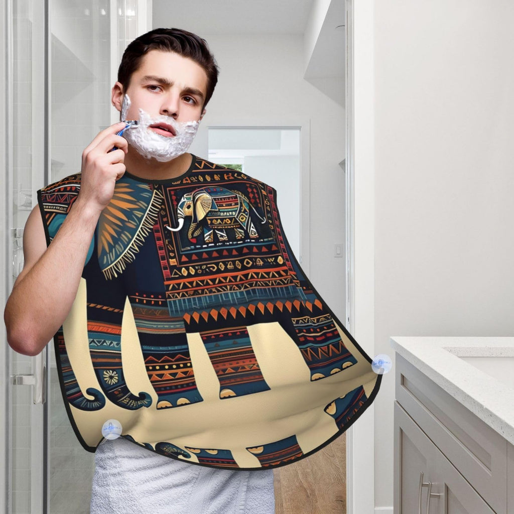 YQxwJL Aztec Elephant Print Beard Bib Shaving Apron, Beard Hair Trimming Cape Gift For Dad