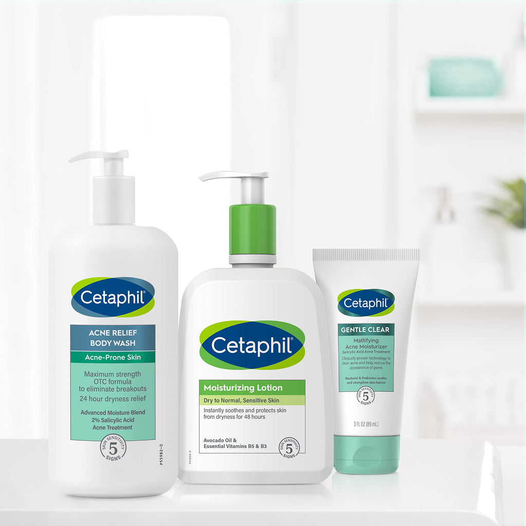 Cetaphil Body Wash, Acne Relief Body Wash with 2% Salicylic Acid to Eliminate Breakouts, Gently Exfoliates and Provides 24Hr Dryness Relief, 20 oz
