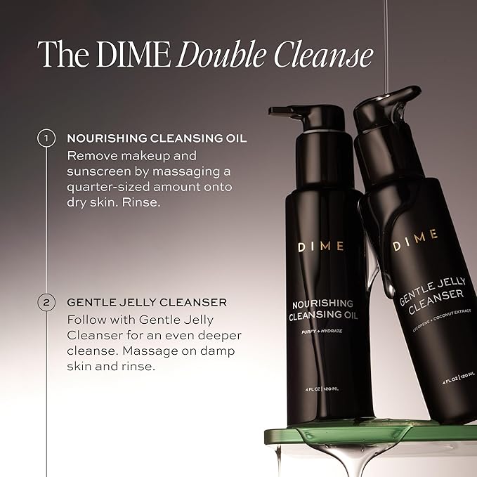 DIME Beauty Nourishing Cleansing Oil - 2-in-1 Cleanser & Makeup Remover with Meadowfoam, Jojoba & Elderberry Oil, Hydrating Oil Face Wash for All Skin Types, 4 oz / 120 ml