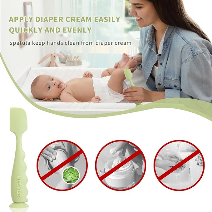 Baby Diaper Cream Spatula with Case-1 Large 2 Mini Butt Paste Spatula with 2 Travel Case-Soft Baby Butt spatula baby Diaper Cream Applicator-Diaper Rash spatula Bum Spatulas Brush