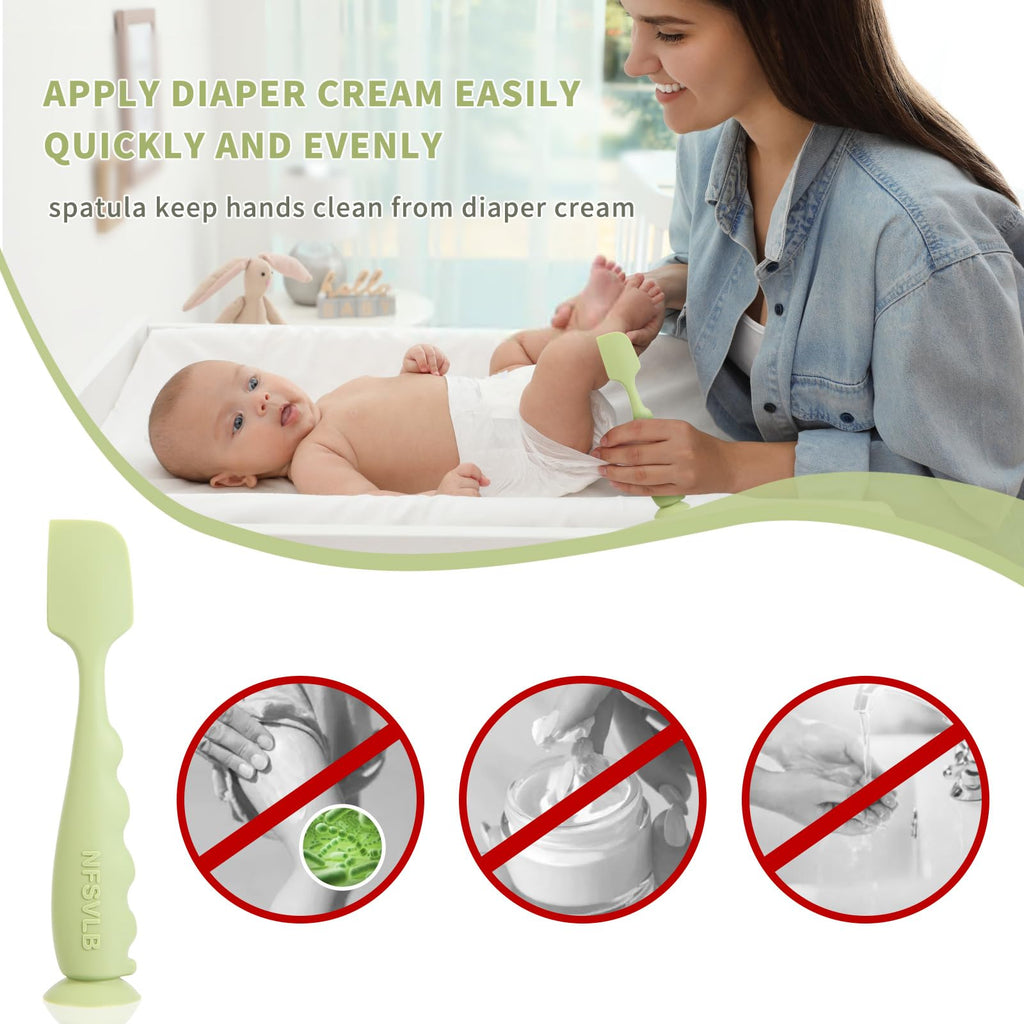 NFSVLB Baby Diaper Cream Spatula with Case-1 Large 2 Mini Butt Paste Spatula with 2 Travel Case-Soft Baby Butt spatula baby Diaper Cream Applicator-Diaper Rash spatula Bum Spatulas Brush