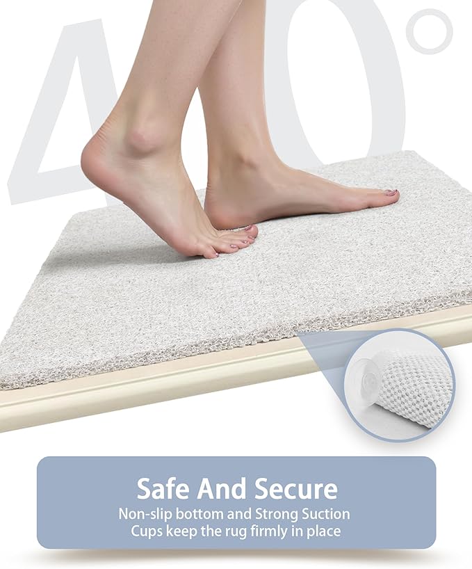 Mecko Non Slip Shower Mats, 16x40 Inch, Anti-Slip Bathtub Mats with Suction Cups for Bathroom, Foot Scrubber Loofah Bath Mats for Shower, Quick Drying Shower Stall Mats for Wet Areas (White)