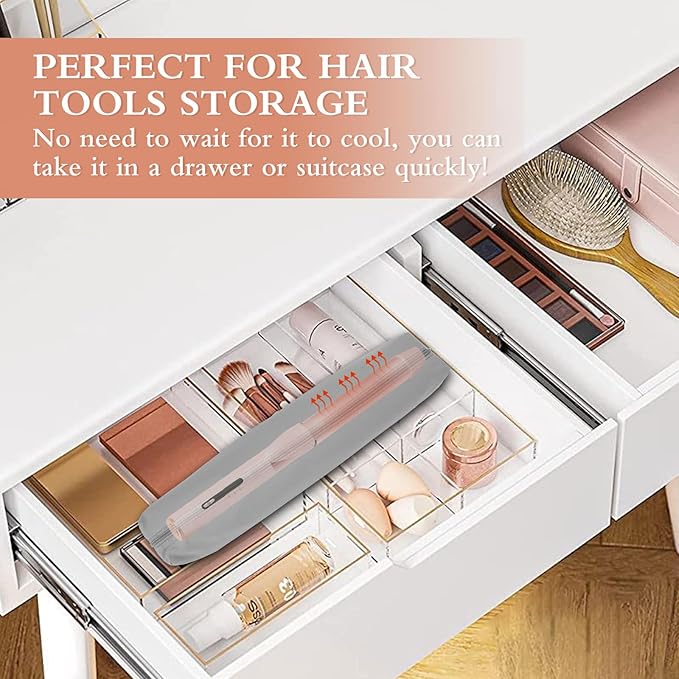 Suafrnut Professional Hot Hair Tools Organizer Bag Portable Travel Heat Resistant Storage Case Pouch for Curling Irons, Flat Irons, Hair Straightener and Styling Tools(17.7" x 3.2"x 3.2")