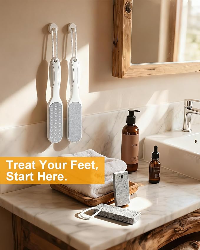 Foot Callus Remover for Feet: 4pcs Set Foot Scrubber for Women, Pedicure Tool for Smooth Cracked Heels & Dead Skin Care, Foot Grooming at Home