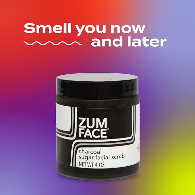 Indigo Wild Zum Face Sugar Facial Scrub - Natural Sugar Scrub - Soothing Facial Exfoliator with Jojoba Oil, Coconut Oil & Olive Oil - Charcoal - 4 Oz