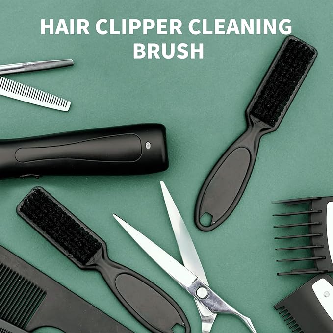 SQULIGT 10 Pcs Barber Clipper Cleaning Brush, Barber Accessories Supplies, Blade Trimmer Cleaning Mini Brush Bulk Set Duster Manicure Nylon Brush Hair Styling Tool (Black)