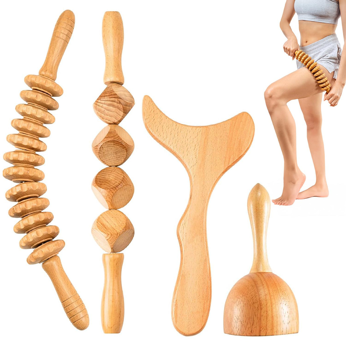 3 PCS Wood Therapy Massage Tools - Professional Maderoterapia Kit for Body Sculpting, Improving Circulation, and Muscle Relaxation