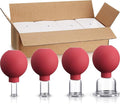 BBTO 4 Pieces Glass Cupping Set Glass Silicone Cupping Cups Massage Vacuum Suction Cupping Cups for Body Face Leg Arm Back Shoulder Muscle and Joint Pain (Red)