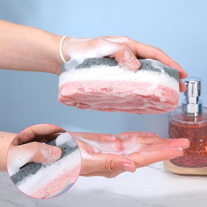 DOPENSPI 2 Pcs Soft Large Bath Sponges, 3 Layer Exfoliating Body Loofah