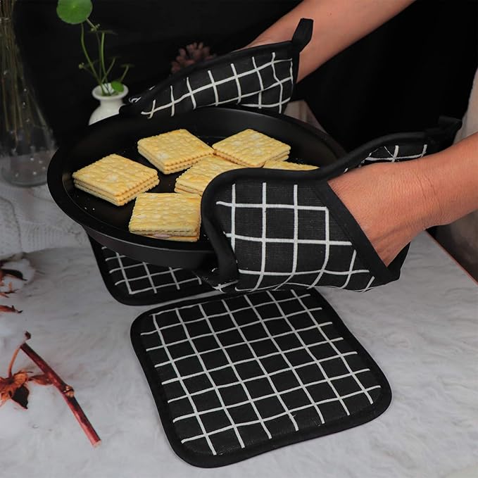 Win Change Heat Resistant Potholders Hot Pads-6 Kitchen Pot Holders Set with 2 Pan Hot Handle Holders Trivet for Cooking and Baking,with Recycled Infill Terrycloth Lining(Mixed,8 Piece)