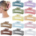 Sisiaipu 4.1 Inch Large Jumbo Jaw Square Clips for Thick Hair - 12 Pcs Bulk Hair Accessories for Women and Girls - Ice Cream
